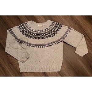 Weatherproof Sweater XXL Mens Grandpa Grey Crew Neck Grey Argyle Diamonds Brown